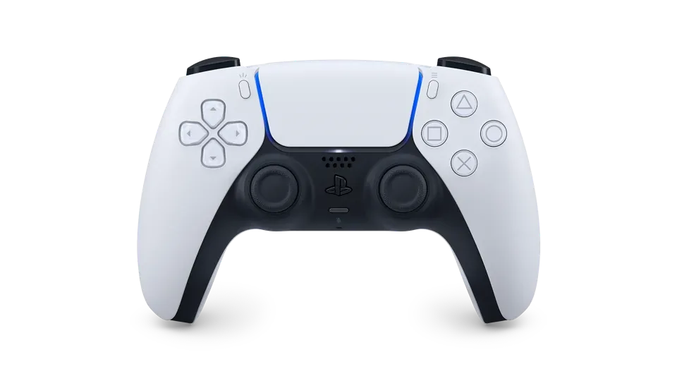 White Sony DualSense controller for console gameplay.